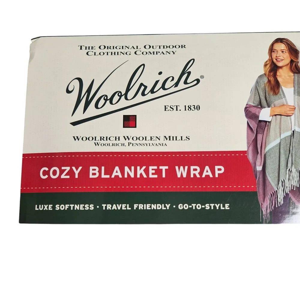 Woolrich Cozy Blanket Wrap Fringed Reagan Shawl Luxe Travel Womens One Size‎ NWT